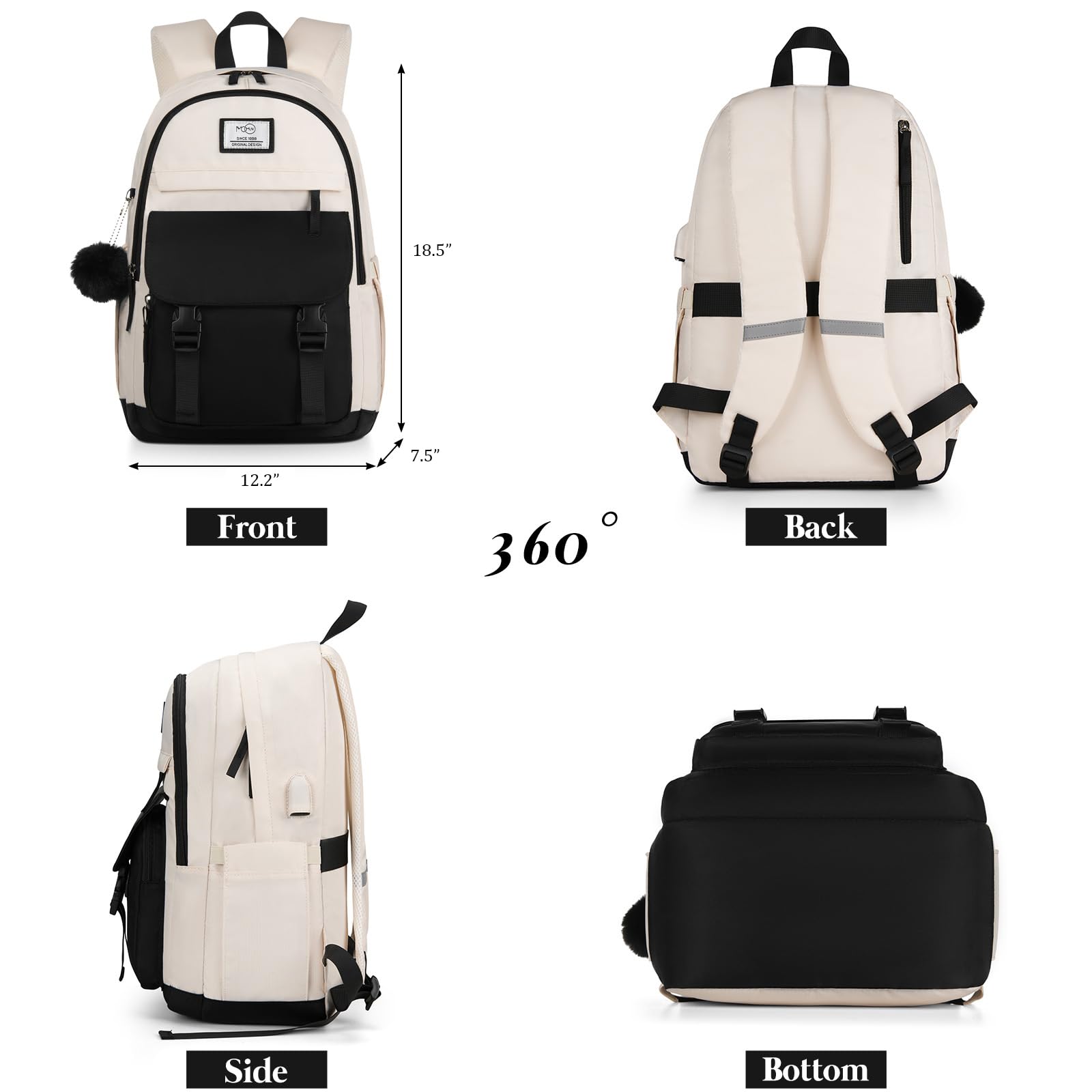 MOMUVO Mochilas juveniles para mujer y estudiante. Perfectas para el instituto, universidad o trabajo con espacio para portátiles de 17 pulgadas