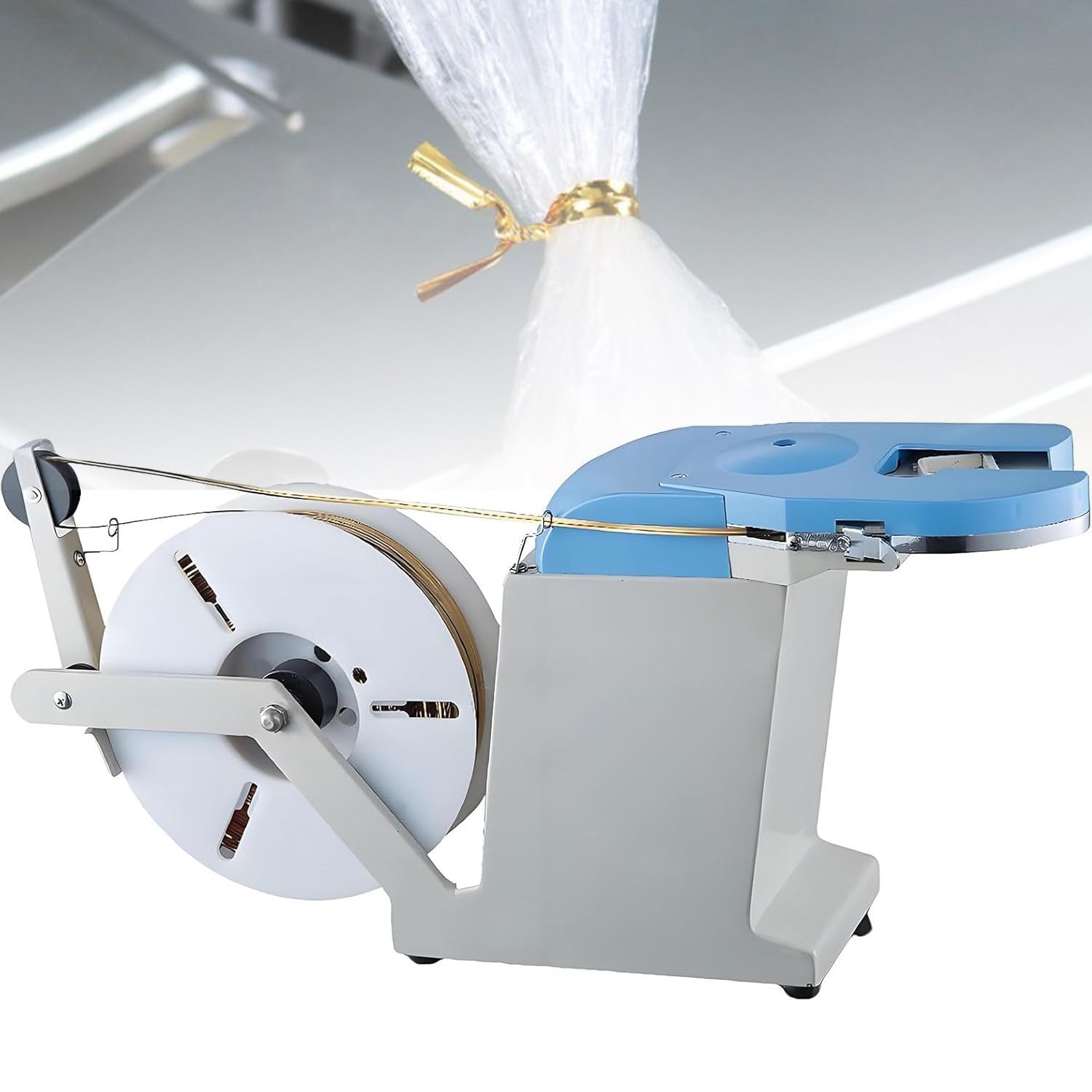 ASerZenith Semi-Automatic Electric Twist Tie Machine, 40 Ties Per Minute, Adjustable 0-10Mm, For Food Packaging, Bakery, Candy Gifts
