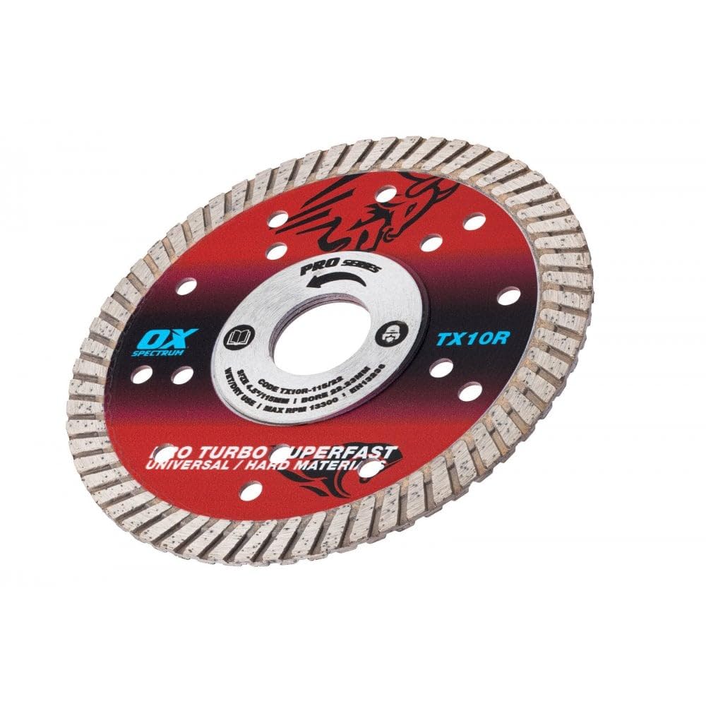 OX Tools TX10R-115/22 OX-TX10R Spectrum Superior Turbo Diamond Blade, 115/22.23mm, Red