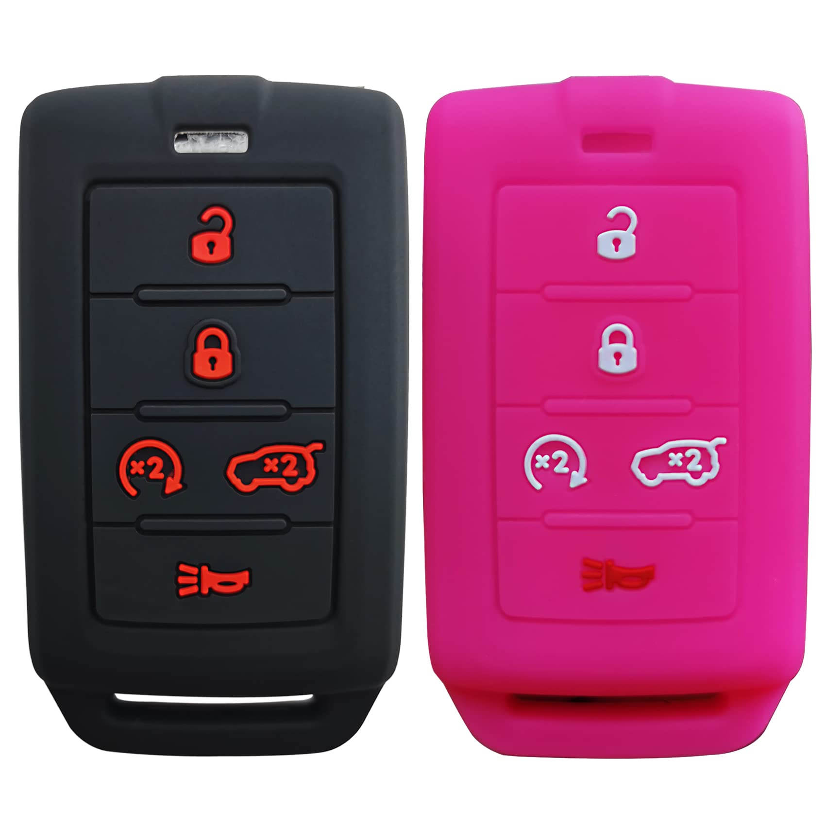 2Pcs Coolbestda 5buttons Key Fob Case Remote Keyless Shell Glove for 2021 2022 2023 2024 Jeep Grand Cherokee L Grand Wagoneer L Wagoneer Grand Cherokee L
