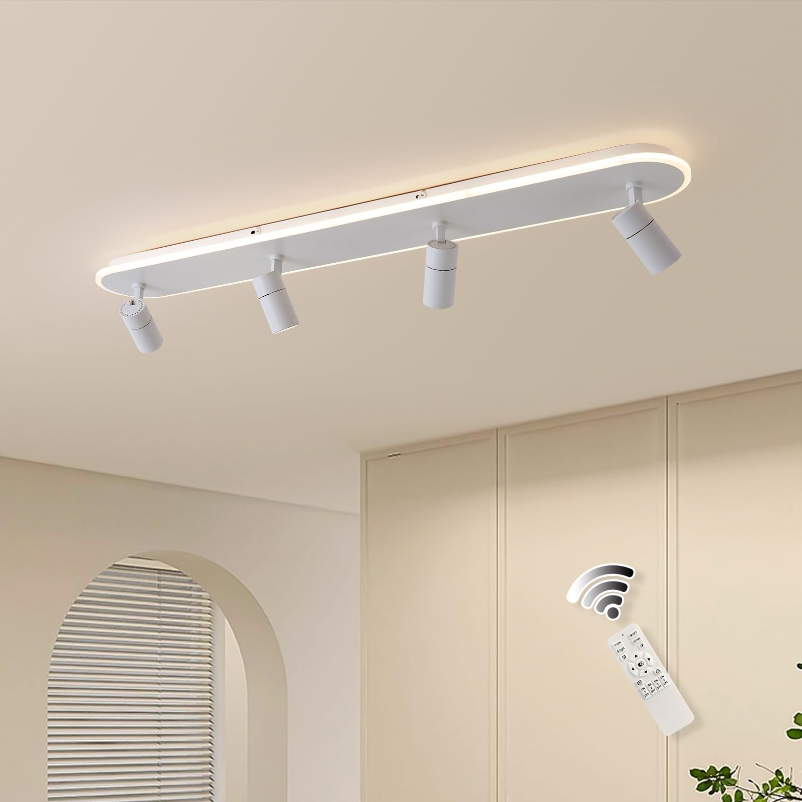 GEADI Plafon LED Techo 110 cm, Lámpara de Techo 4 Focos, 58 W Plafones de Techo Modernos Regulable para Salón, Dormitorio, Cocina, Comedor, Pasillo