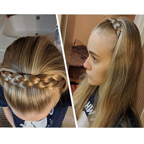 Miniatura 6 de TOECWEGR Diadema de pelo sintético de 5 hebras trenzadas, clásicas, gruesas, anchas, trenzadas, elásticas, multicolor, accesorios de belleza para el