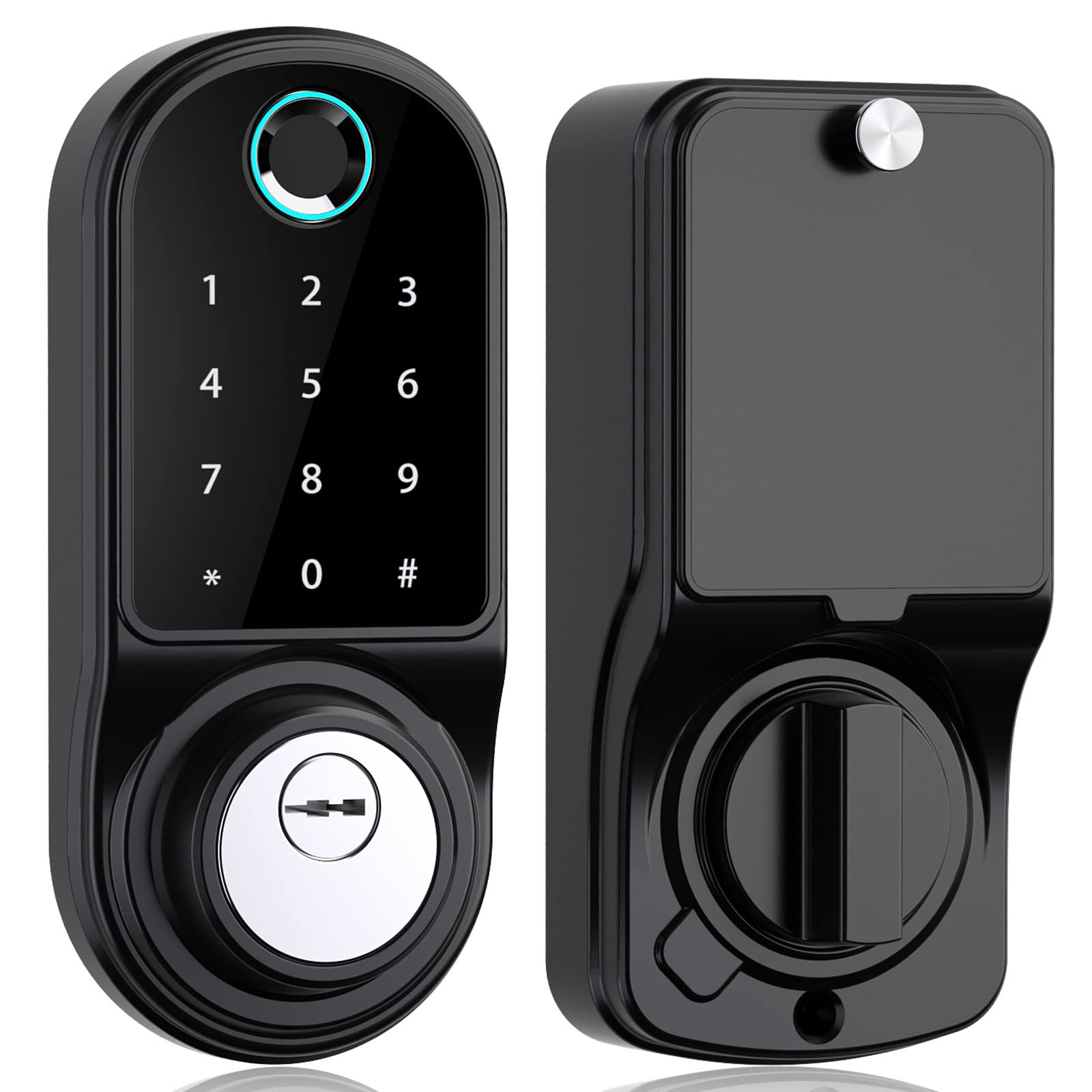 smart Door Lock, Biometric Fingerprint, Keypad Digital Password, Tuya Bluetooth App, Mechanical Key, Keyless Entry Smart Door Lock