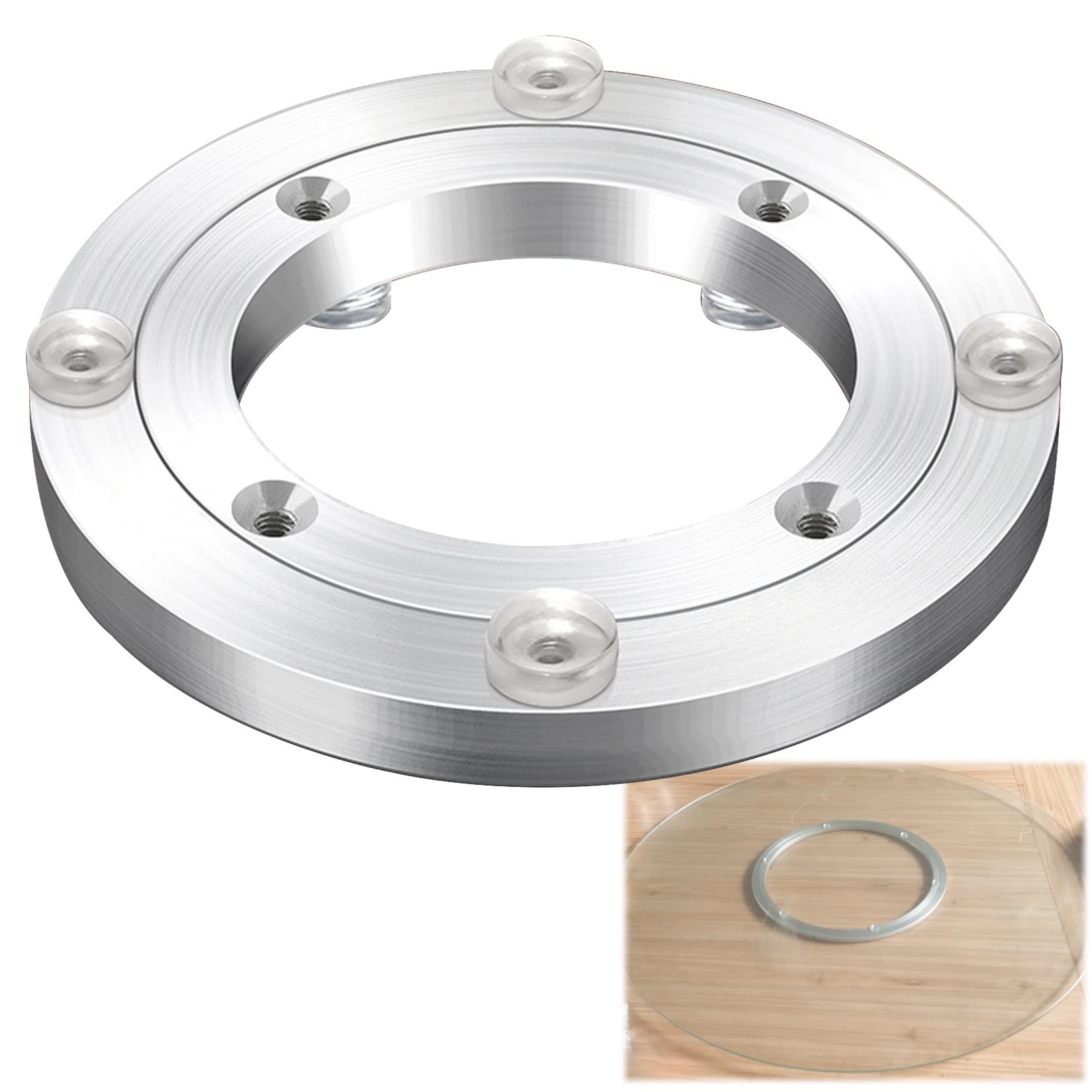 ApuaVireo&Co Aluminium Alloy Turntable Bearing， Lazy Susan Turntable Rotary Bearing Silver Multiple Sizes 12-100 cm(100 cm)