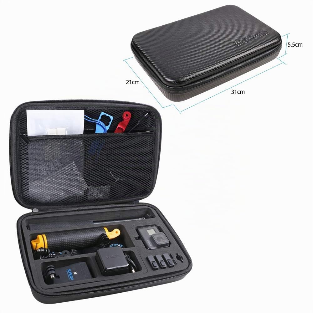 Étui de transport étanche compatible avec GoPro Hero 13/12/11/10/9/8/7/(2018)/6/5 Black, DJI Osmo Action, AKASO/Campark/YI Action Camera et plus encore (noir, grand)