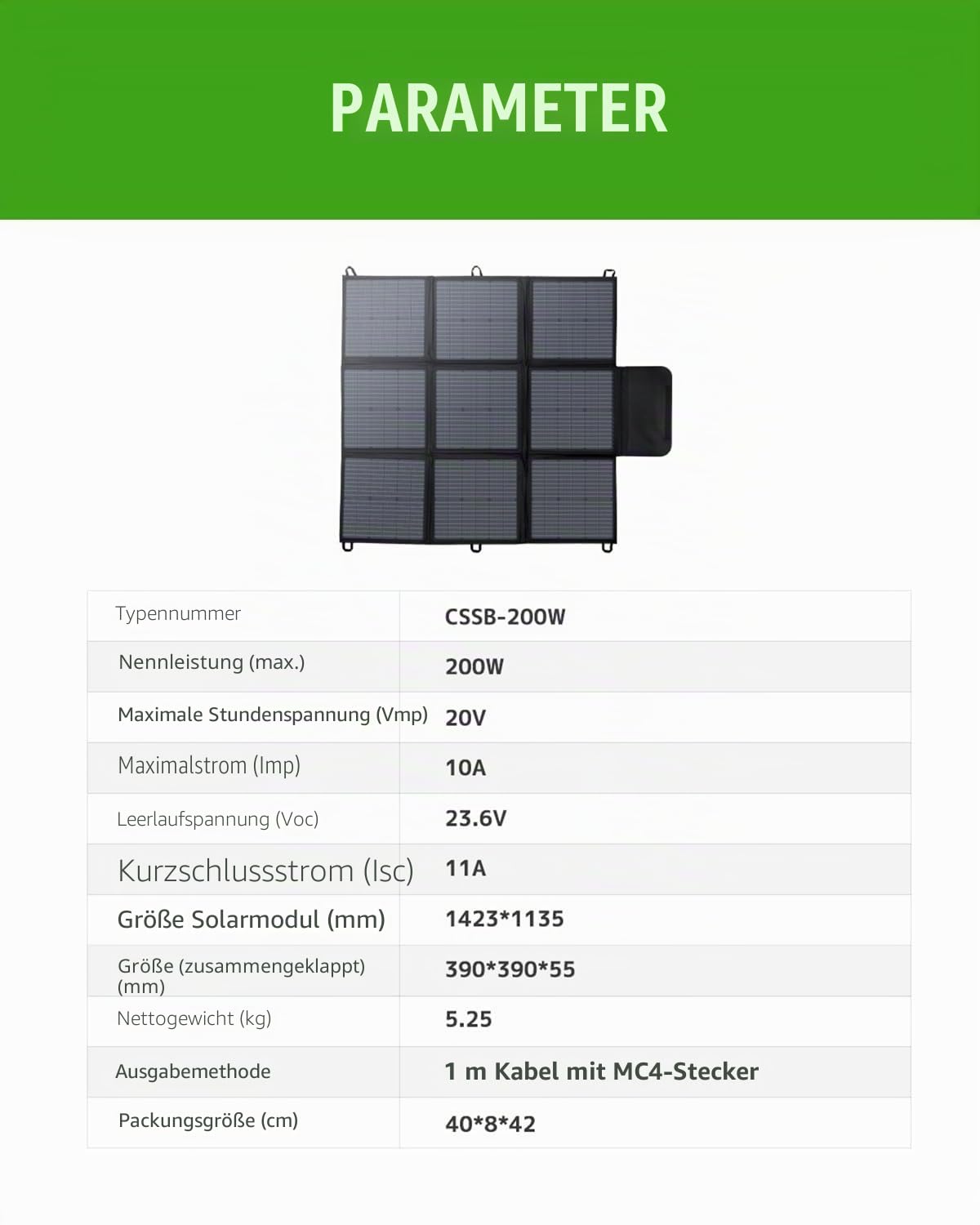 Faltbares Solarpanel 200W IP67 Wasserdicht Tragbares Solarladegerät Camping Outdoor