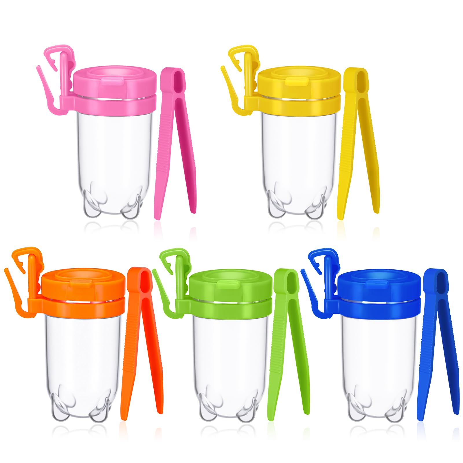 Baderke 10 Pieces Bug Viewer and Bug Insects Tweezer for Kids, Plastic Insect Box Container and Tweezers, Bug Catching Kit Insect Observation Kit for Kids Outdoor Science Nature Exploration