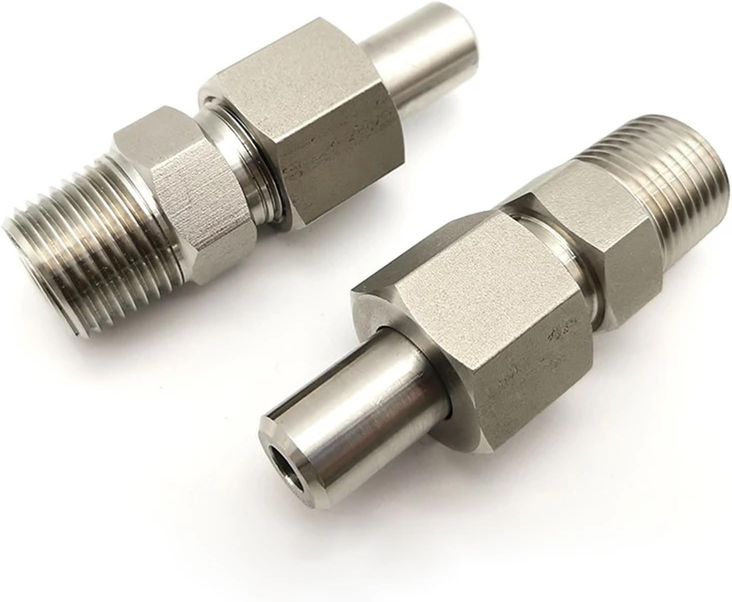 1pcs Transmitter Connector Stainless Steel Butt Welding Type Fitting Straight-through Terminal Pressure-inducing Fittings Male Thread(12MM,1/2")
