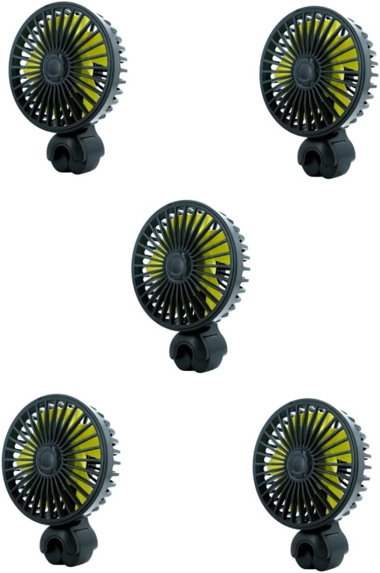 Gadpiparty 5pcs Clip-on Electric Car Fan Rear Seat Fan 3-speed Wind Speed for Car Air Circulation