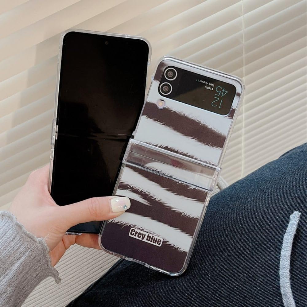 Funda de Lujo con Rayas de Cebra para Samsung Z Flip 4 Z Flip3 para Samsung W23 FILP Funda rígida Ultrafina para Galaxy Z Flip 3 Z Flip4, BanMaWen, para Samsung Z Flip 4