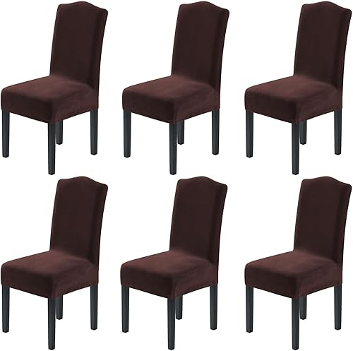 Miniatura 38 de H.VERSAILTEX Juego de 4 fundas elásticas para sillas de comedor, fundas protectoras para sillas Parson, tela de terciopelo sólido suave y gruesa