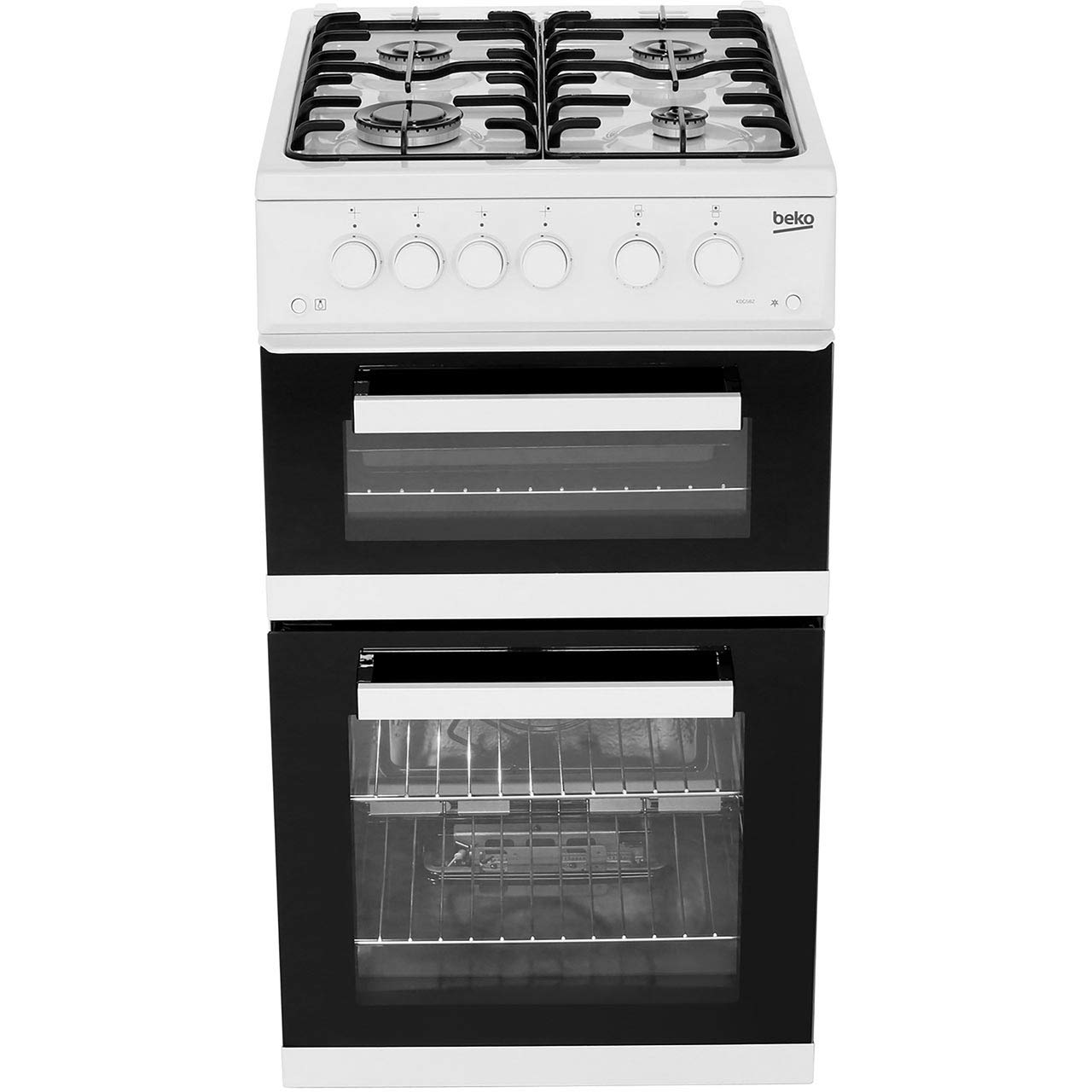 Beko KDG582W 50cm Gas Double Cavity Cooker in White 4 Hotplate Burners