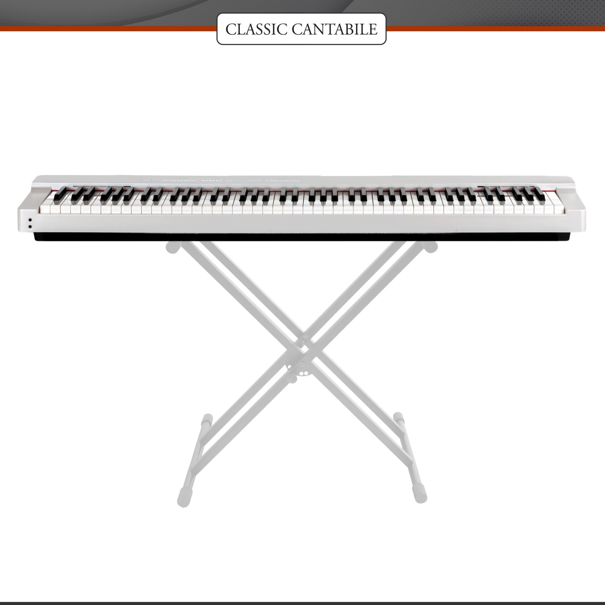 Classic Cantabile SP-316 Piano: 88 tasti pesati a martelletto, DAAS-sampling, polifonia 128 voci, altoparlanti integrati, 20 timbri, Bluetooth. Pianoforte digitale con pedale e alimentatore — Bianco