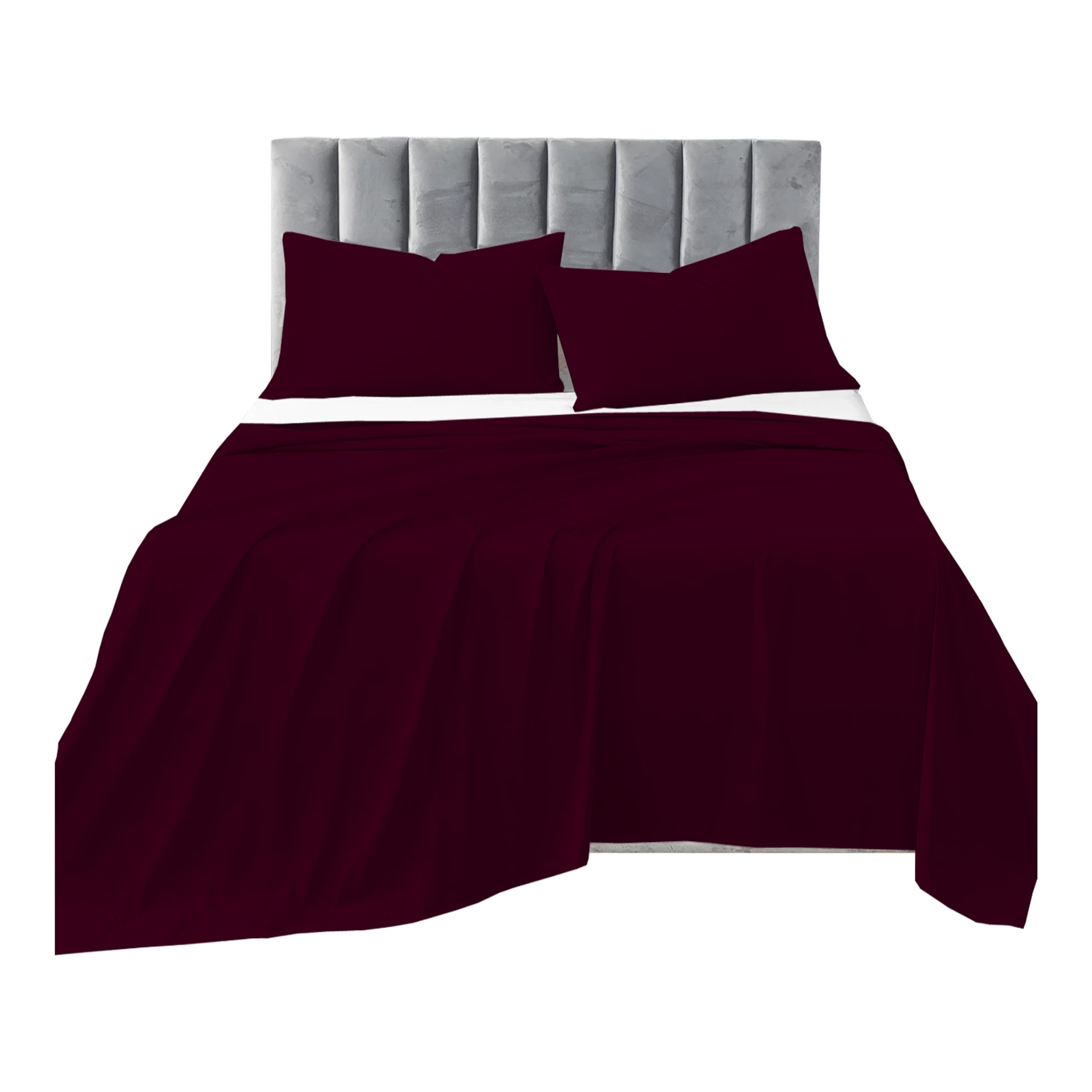 R&Z Wine/Burgandy Plain Luxury Polycotton Flat Sheets Single, Double, King, S King (/Burgundy)