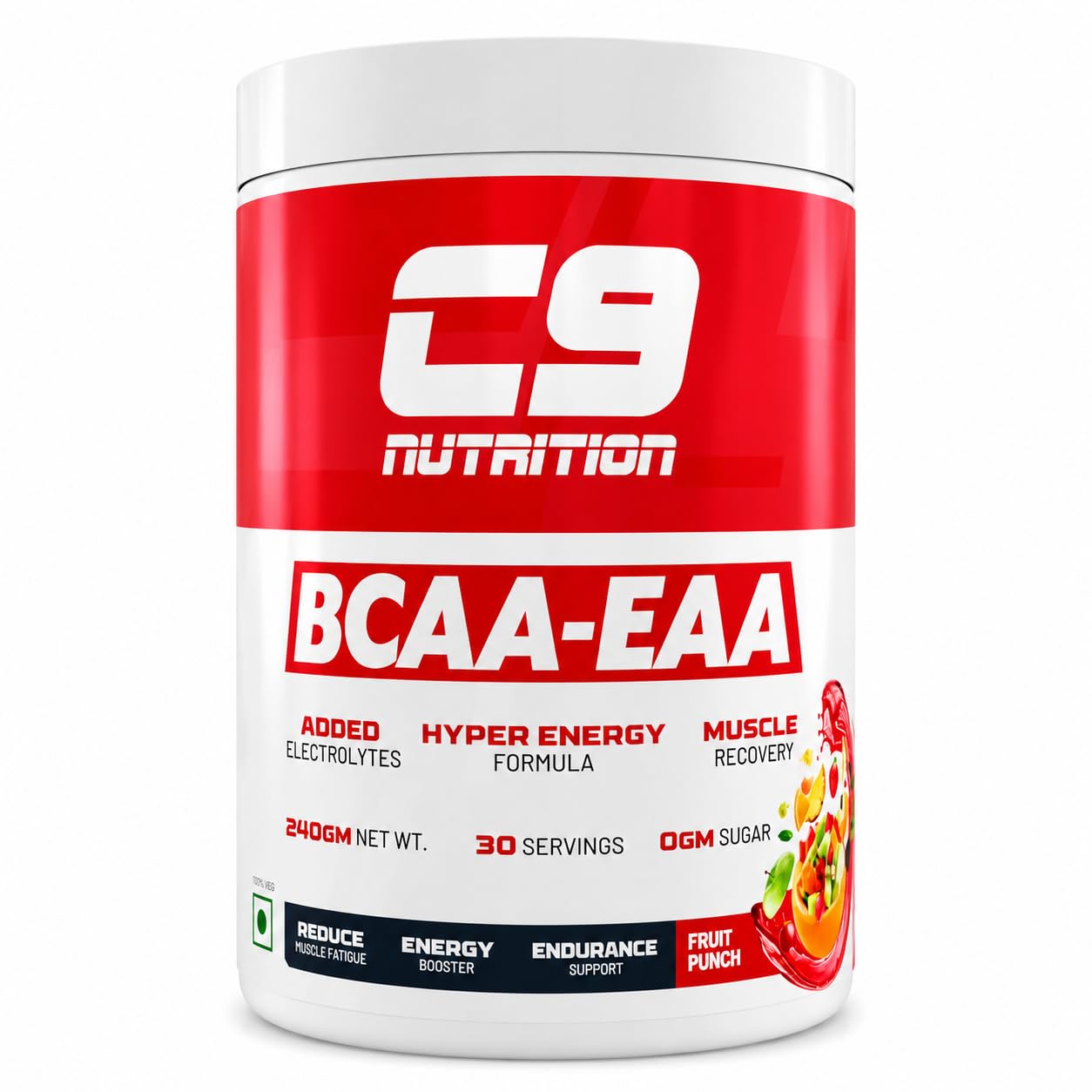 C9 Nutrition BCAA + EAA Powder|Sugar Free Powerful Intra Workout|Muscle Recovery Drink with 5000mg BCAA,9000mg EAA,500 mg L-Arginine|Amino Acid Supplements (30 Servings) (Fruit Punch),300 grams-image-9