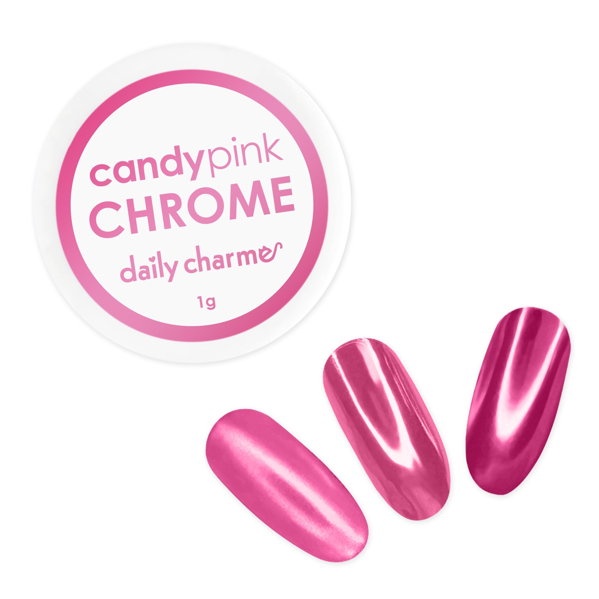 Daily Charme Mirror Chrome Candy Pink Chrome Powder 1g, Metallic Mirror Effect Bubblegum Pink Nail Art Dip Powder, Vibrant Bright Nail Art Glazed,