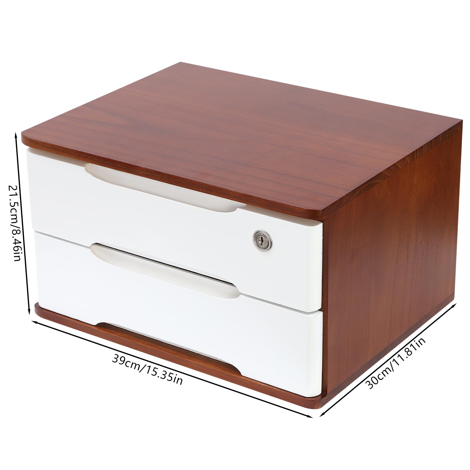 Organizador de Literatura de Madera con cajones y Cerradura, Armario de Almacenamiento de Escritorio, Organizador de cajones, Caja de Almacenamiento de Madera para Suministros del