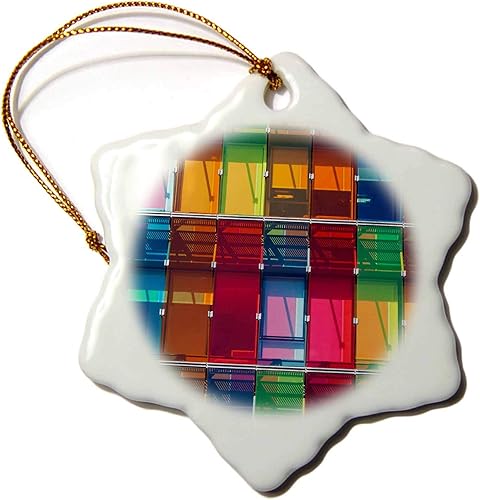 3dRose Chile, Santiago, Providencia, Multicolored Commercial Building... - Ornaments (orn-206176-1)