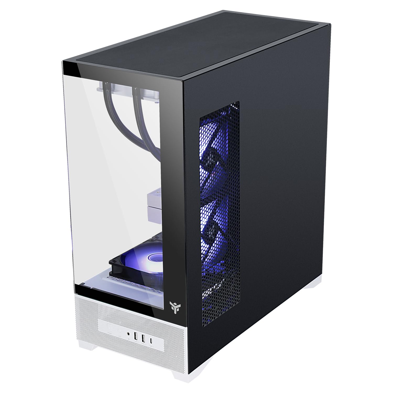 Itek Case Gaming SHOWBUI 37WB – Tower ATX con 3 Ventole ARGB 12 cm, USB-C, 2x USB 3.0 e Pannelli Laterale & Frontale in Vetro Temp - Ed. Bianca e Nera