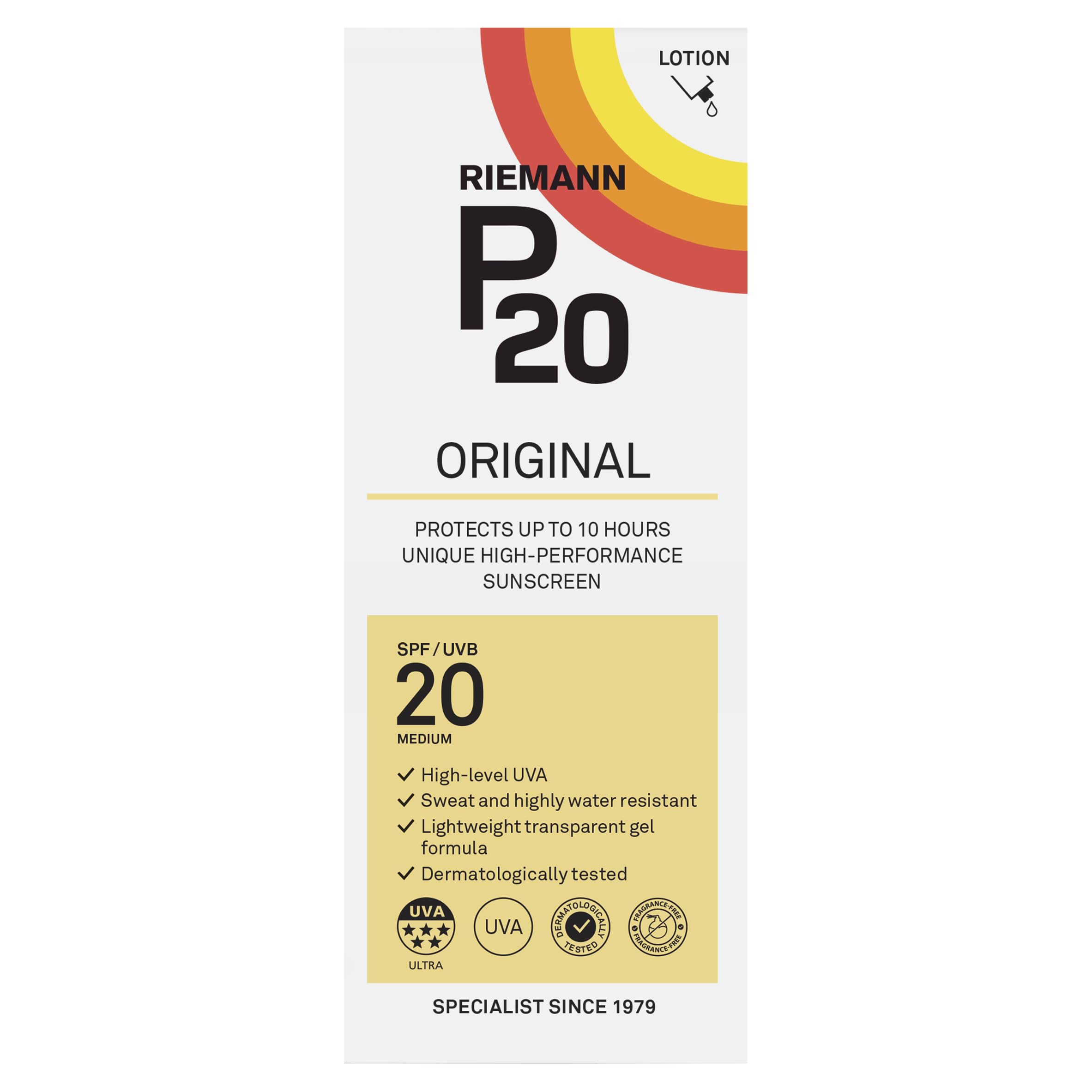 P20 - Riemann Sun Protection Lotion SPF 20 200 ml, Black, 200 ml (Pack of 1)