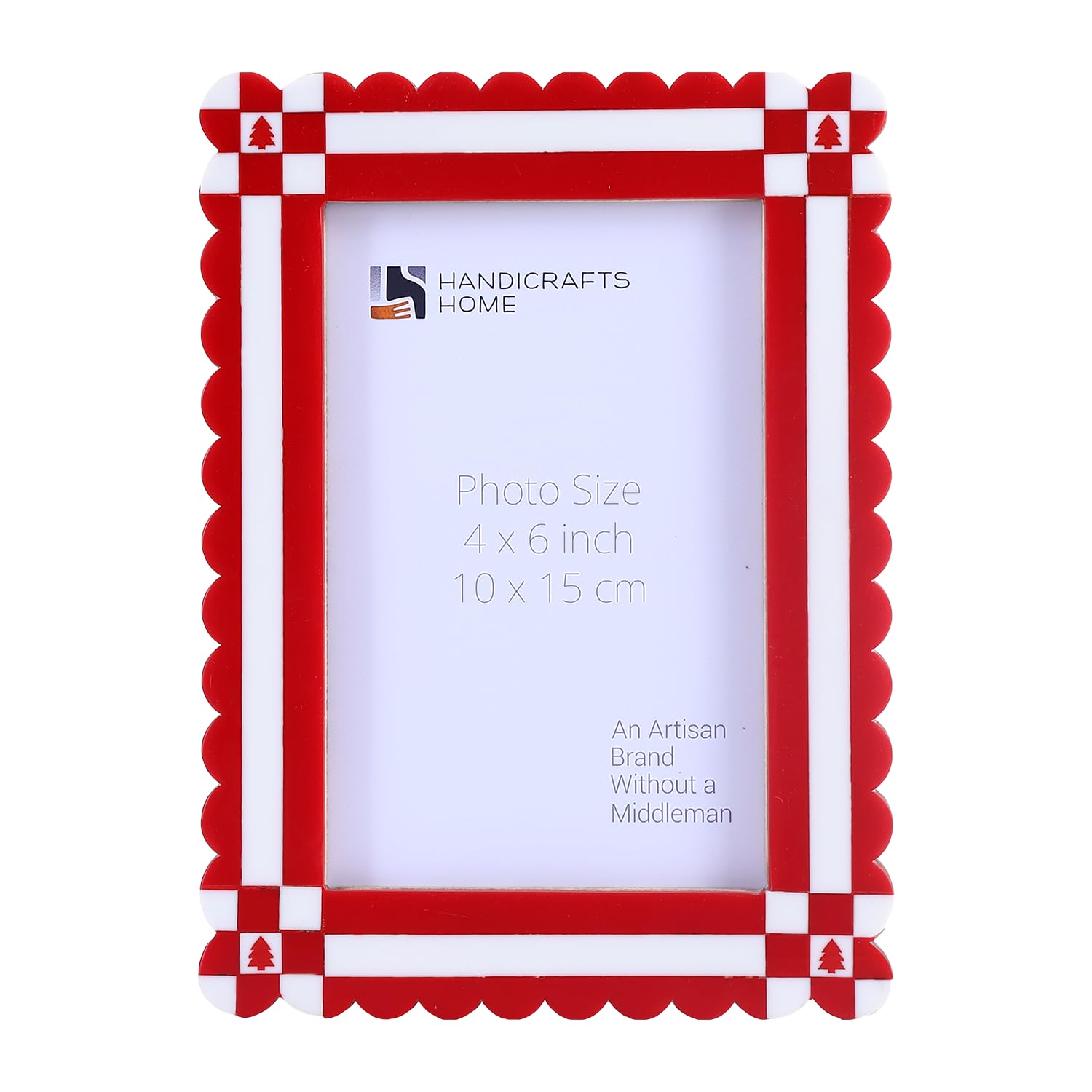 Handicrafts Home Chalet-Rusch- Red White 4X6 Picture Frames - Chalet-Rusch Collection - Style Wall Hanging, Desk Decor - Farmhouse Photo Frame For Living Room, Home Decor, Pre Wedding, Family Pictures, Handmade Gifts