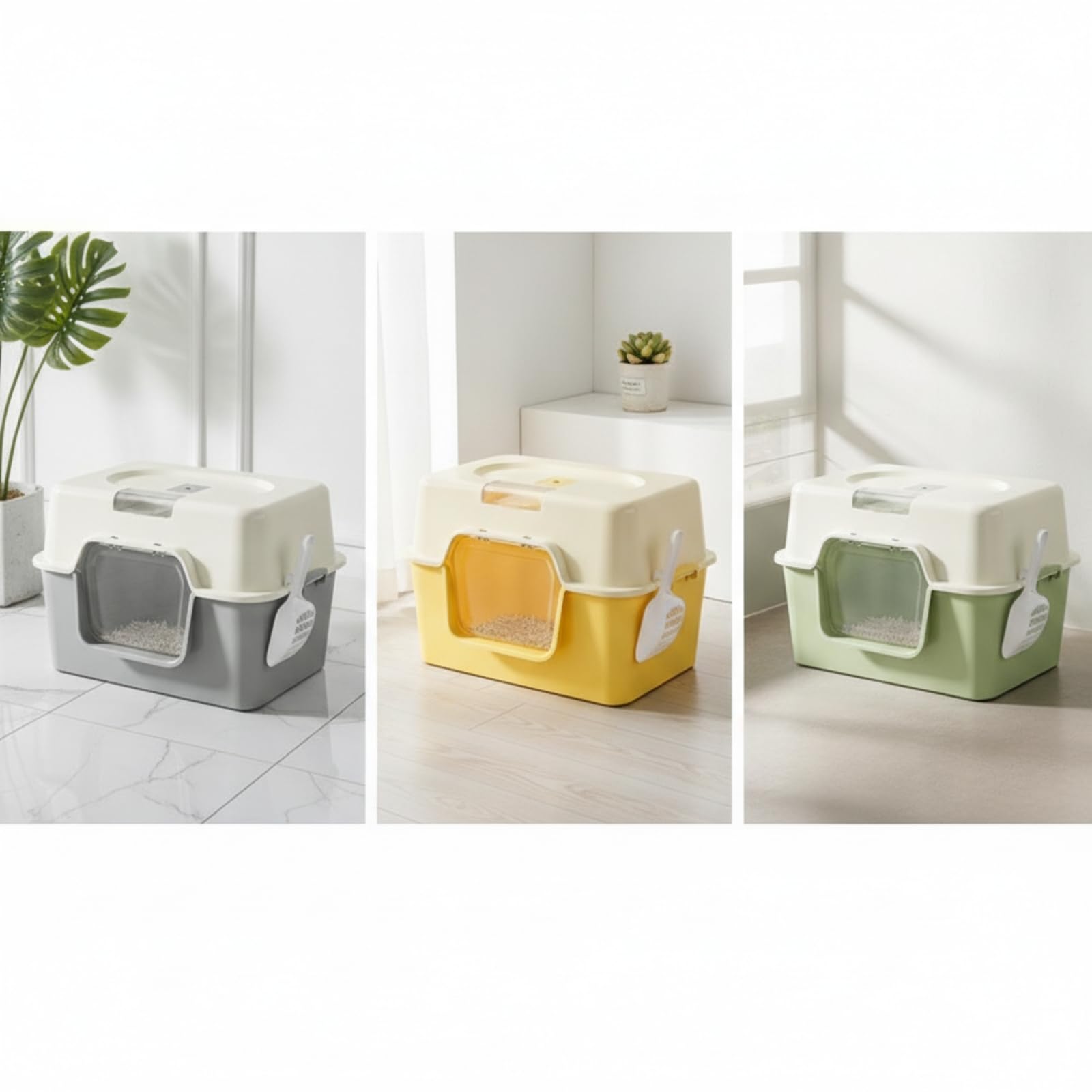 Lettiera Battente | Facile da Pulire, Lettiera Chiusa per, Igienico, Appartamento, Verde