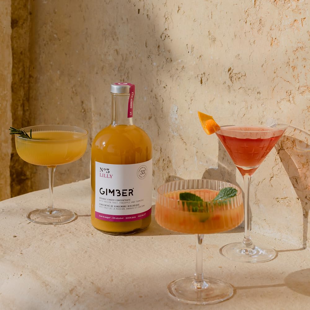 Sweet Lilly jengibre Concentrado Orgánico | 700 ml | Bebida Sin Alcohol de Jengibre, Fruta de la Pasión, Piña y Cúrcuma | Esencia Premium Ecológica