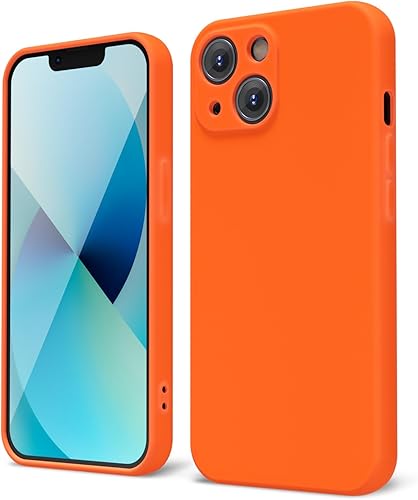 Miniatura 1 de Oakxco Funda protectora para iPhone 13 Mini de silicona líquida, color sólido brillante fluorescente, bonita funda protectora delgada y delgada de