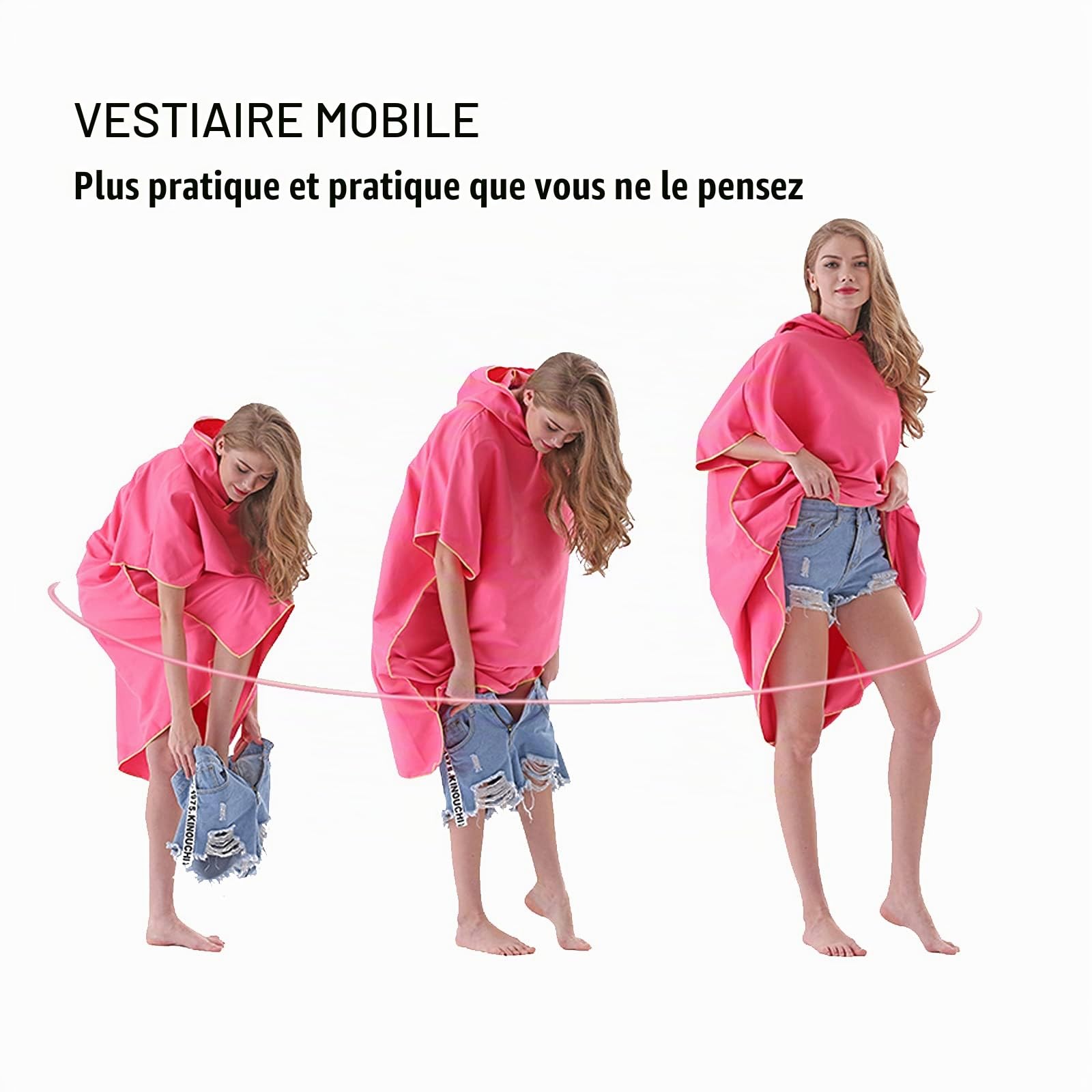 LumiSyne Poncho Plage à Capuche Femme Motif Imprimé à La Mode Peignoir De Bain Serviette De Bain en Microfibre Séchage Rapide Rangement Facile Serviette De Sport Changement De Peignoir Plage