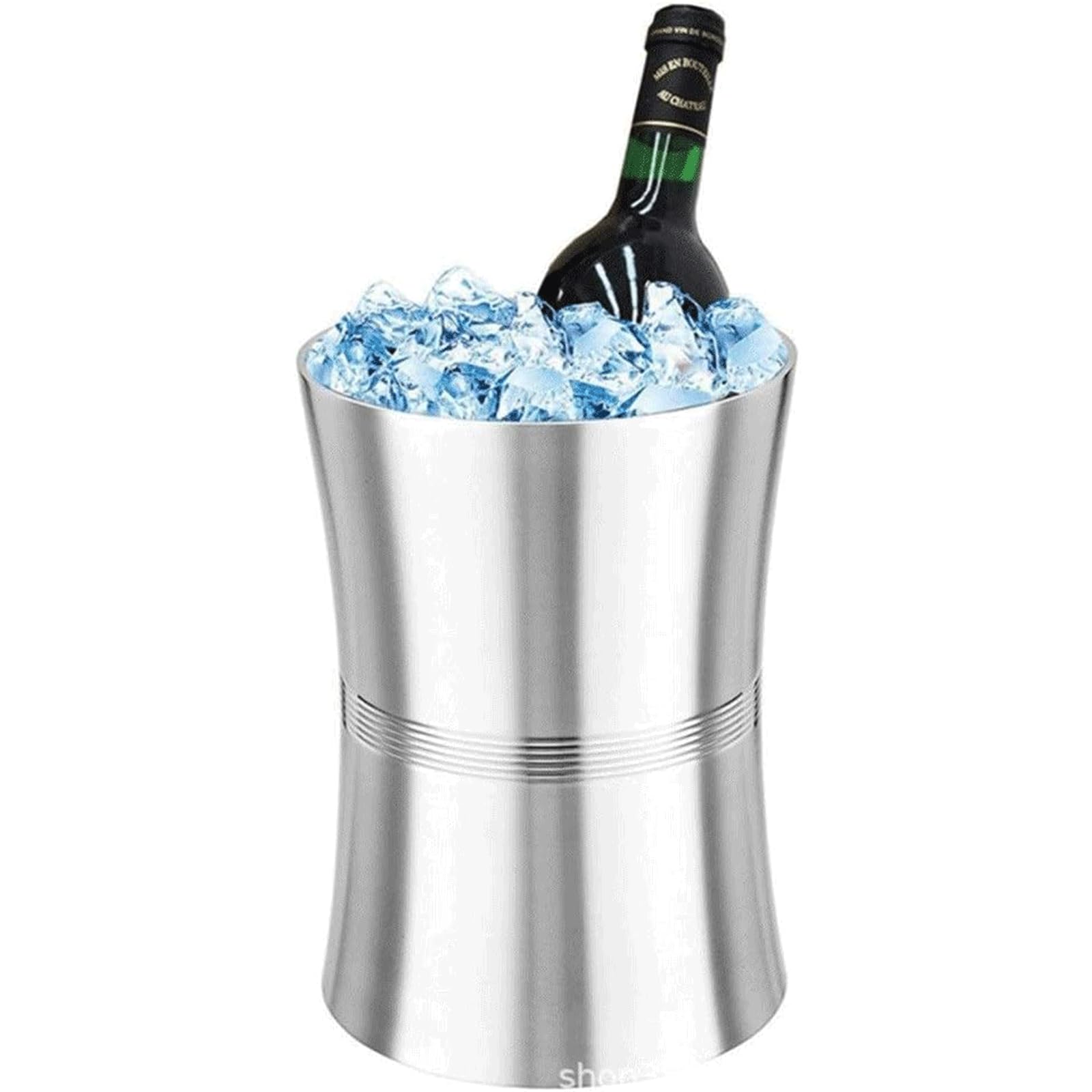 Cubitera Botella Vino Cubo de Hielo de Acero Inoxidable, Pinzas para Hielo, Enfriador de Pared de Acero Inoxidable, Enfriador de Botellas, Enfriador de Cerveza y Vino de 3l