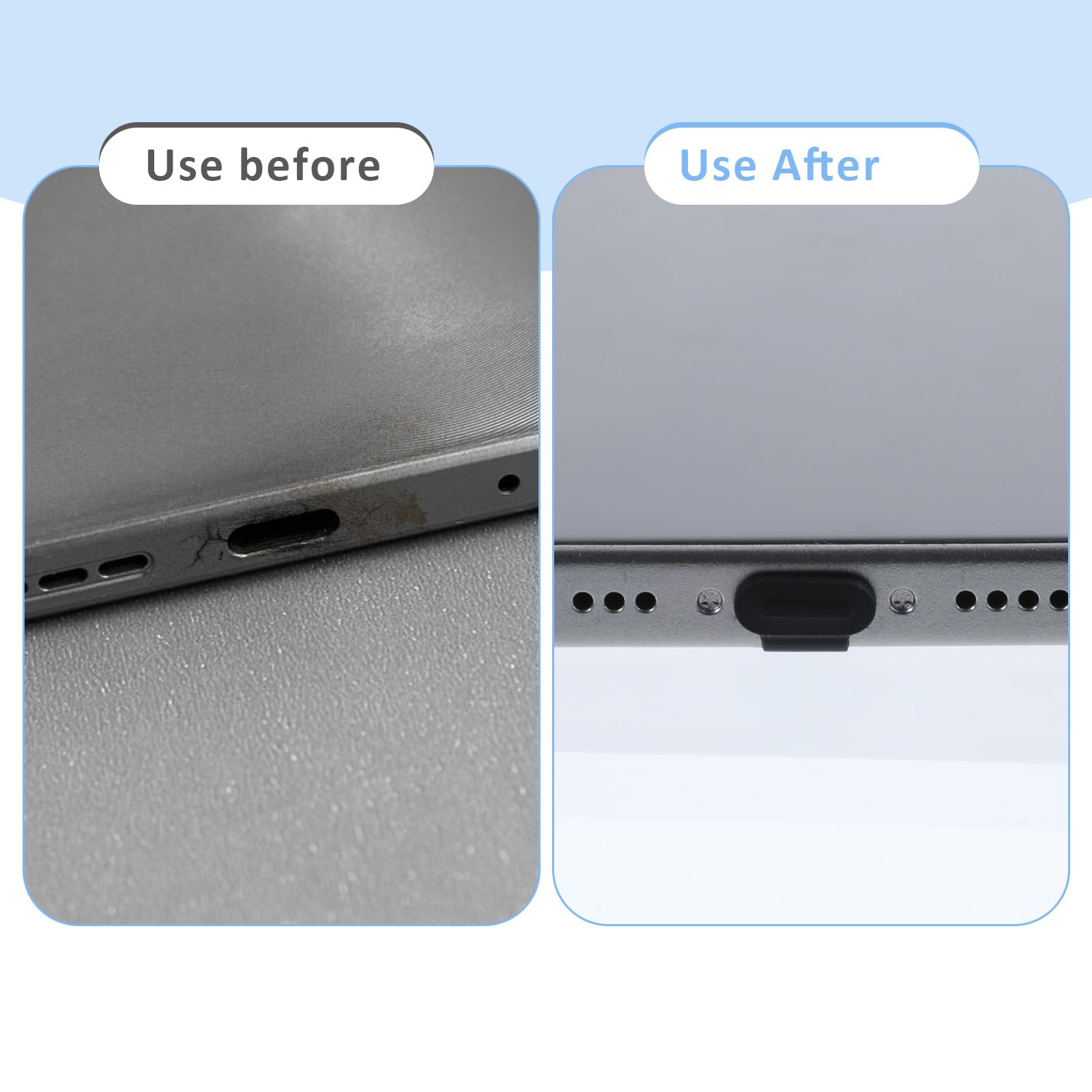 Jeffdad 10 sztuk zatyczek ochronnych USB C, zatyczki przeciwpyłowe do telefonu komórkowego, silikonowe osłony USB C, ochrona przed zgubieniem, zatyczki chroniące przed kurzem, kompatybilne z telefonem