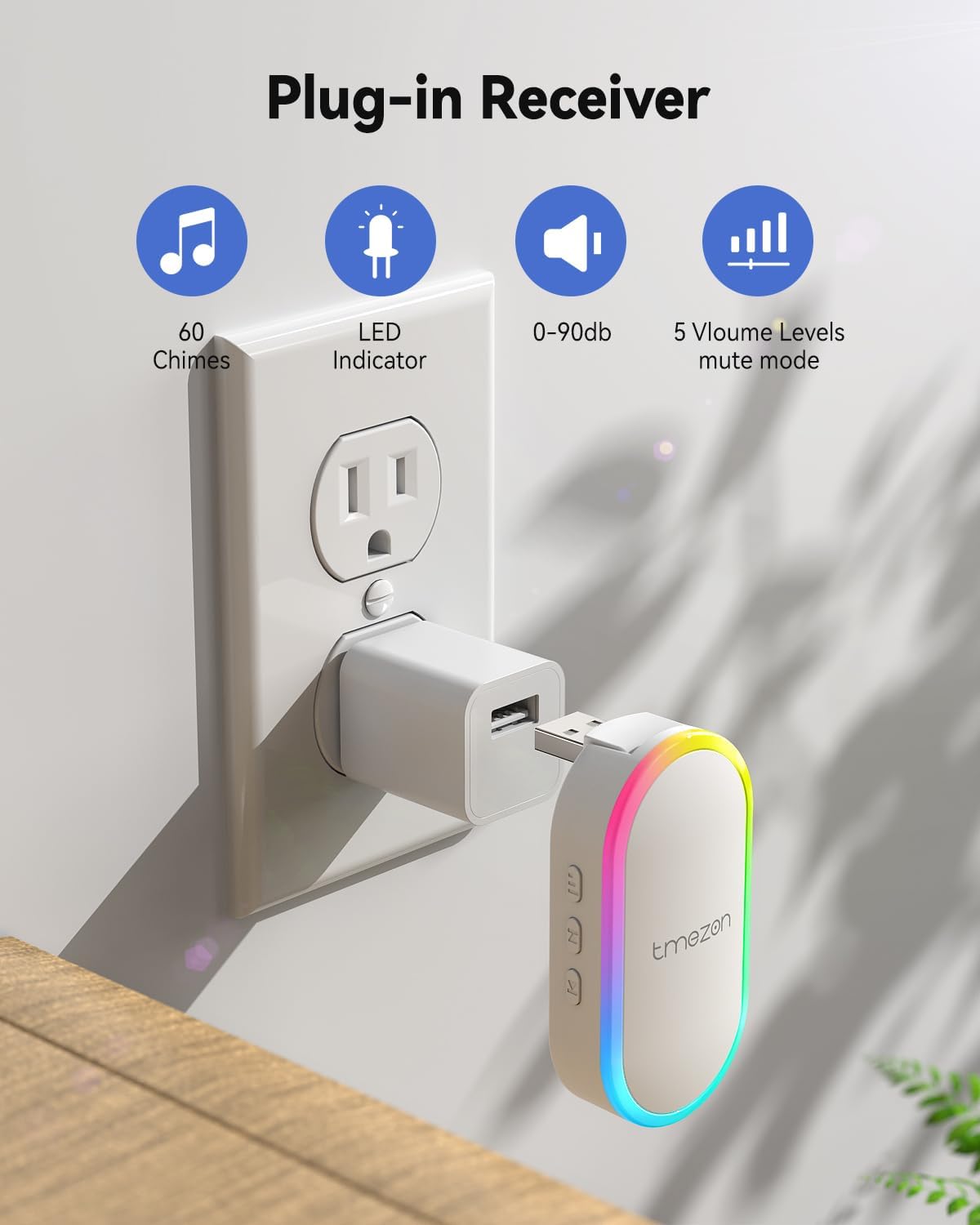 Timbre Inalámbrico Impermeable Con 55 Melodías 5 Niveles De Volumen