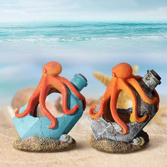 Image of Generic Aquarium Landscaping Octopus Decoration, Fish Tank Decor Ornament, Realistic Octopus Resin Crafted for Shrimp Crab to Rest /Breed /Hiding Caves Hideout (Blue)