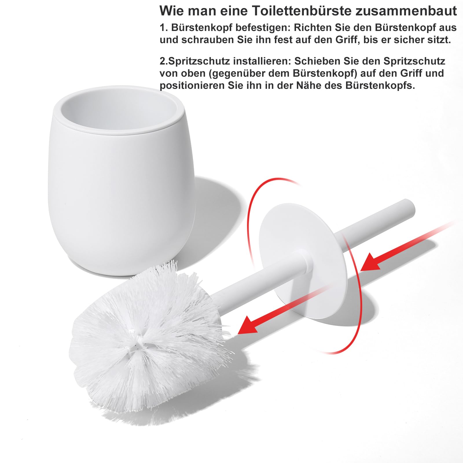 Badset Badezimmer Set Weiß, Modern Badausstattung Sets Organizer, Bad Set Mülleimer Klobürste Seifenspender und Zahnputzbecher Tablett 5 Teiliges (Weiß)
