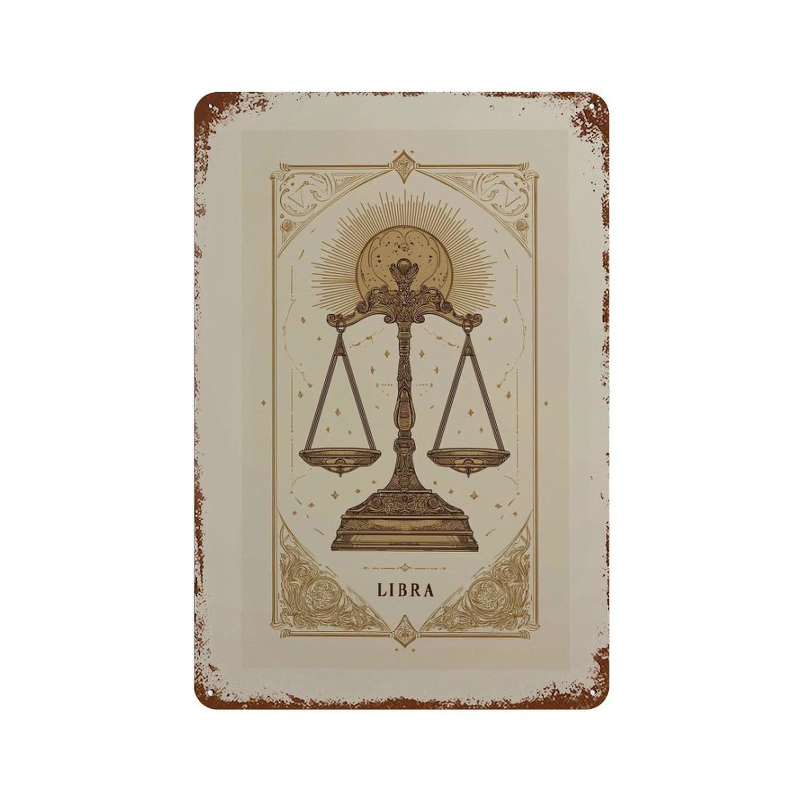 xiaoxiaoshen Libra Zodiac Astrology Balance Scales Celestial Horoscope Mystic Lovers Wall Decor Art Metal Tin Poster Modern Home Decor Art Home Bar Shop Decorations Vintage Sign 30x20cm