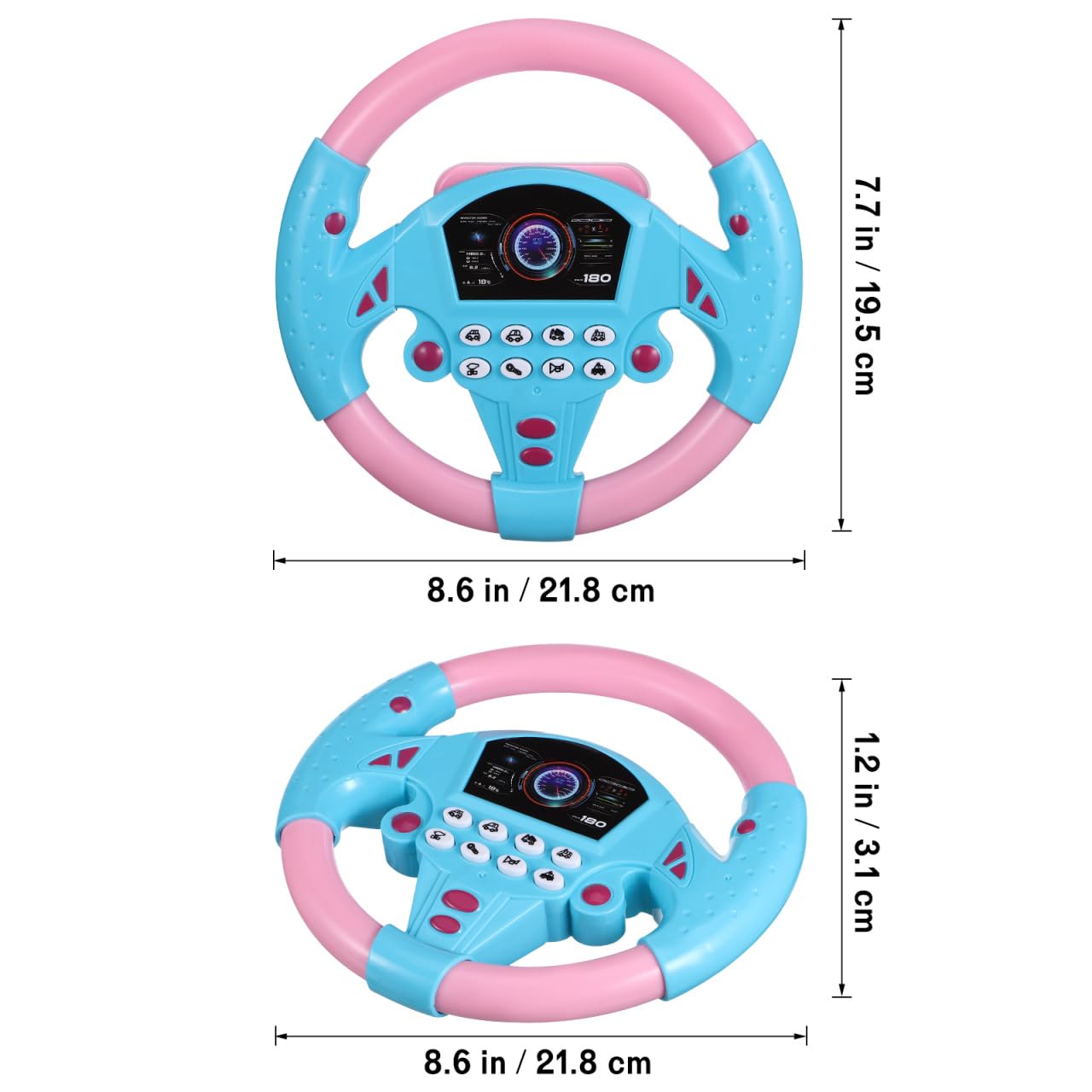 Ciieeo 2Pcs Pretend Play Steering Wheel Realistic Driving Simulation for Ergonomic Design with Sound Effects for Early Educational Fun - Image 3