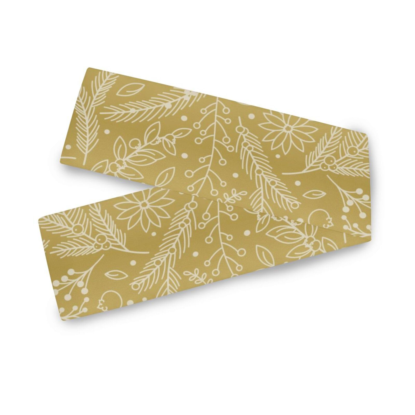 Camino de mesa azul floral dorado de Navidad, 13 x 70 pulgadas, decoración de mesa para fiesta, camino de mesa de lentejuelas reutilizable, 70 pulgadas de largo