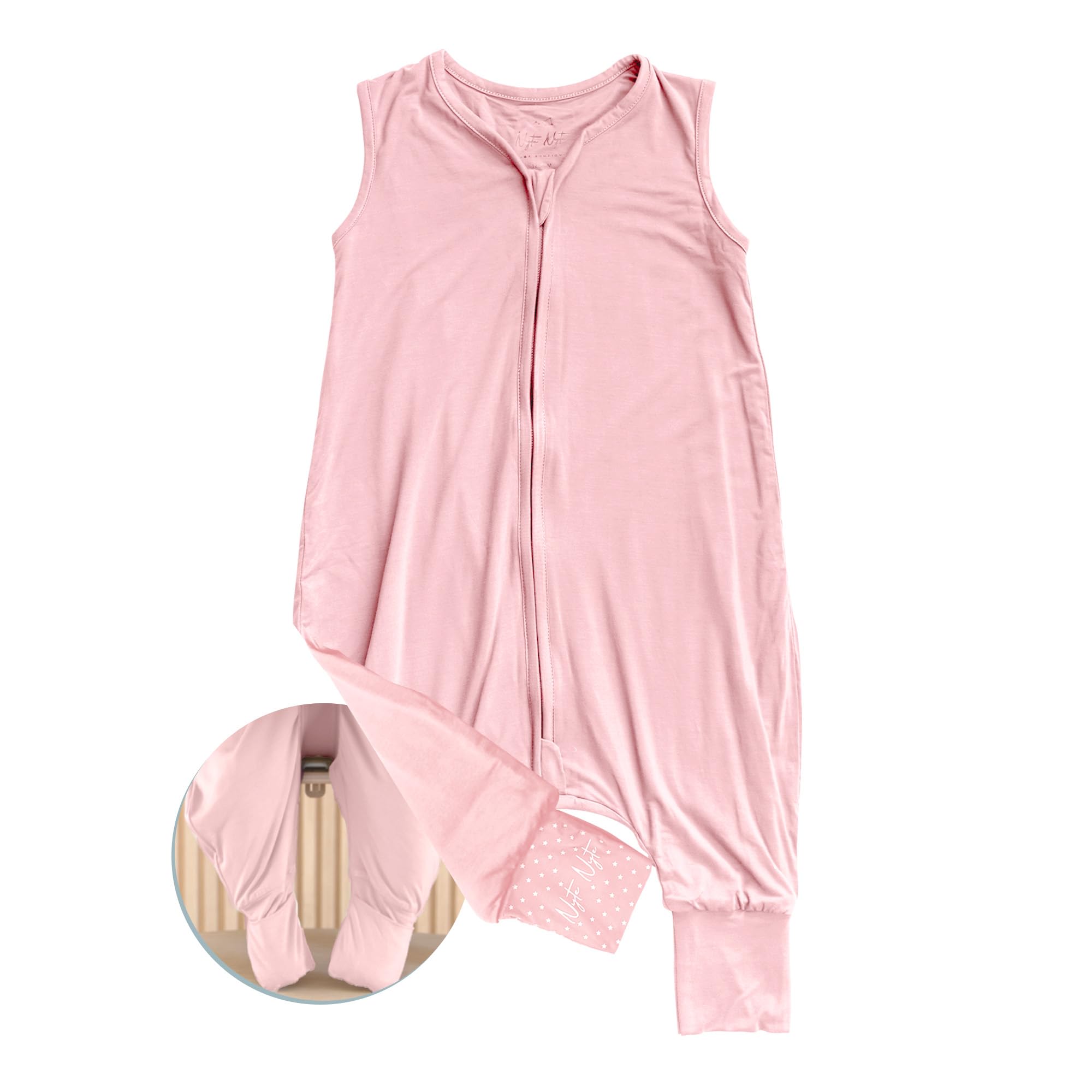 Nyte Nyte Baby - 0.5-TOG Bubble Gum, 12 to 18 Months Sleeveless Sleep Sack, Baby/Toddler Sleeping Sack, Breathable Sleep Sack, Adjustable Feet Cuffs, Anti-Slip Grip