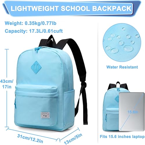 Miniatura 2 de Kasqo Mochila para mujeres y hombres, mochila clásica ligera y resistente al agua para adolescentes, niñas, niños, mochila informal de viaje escolar
