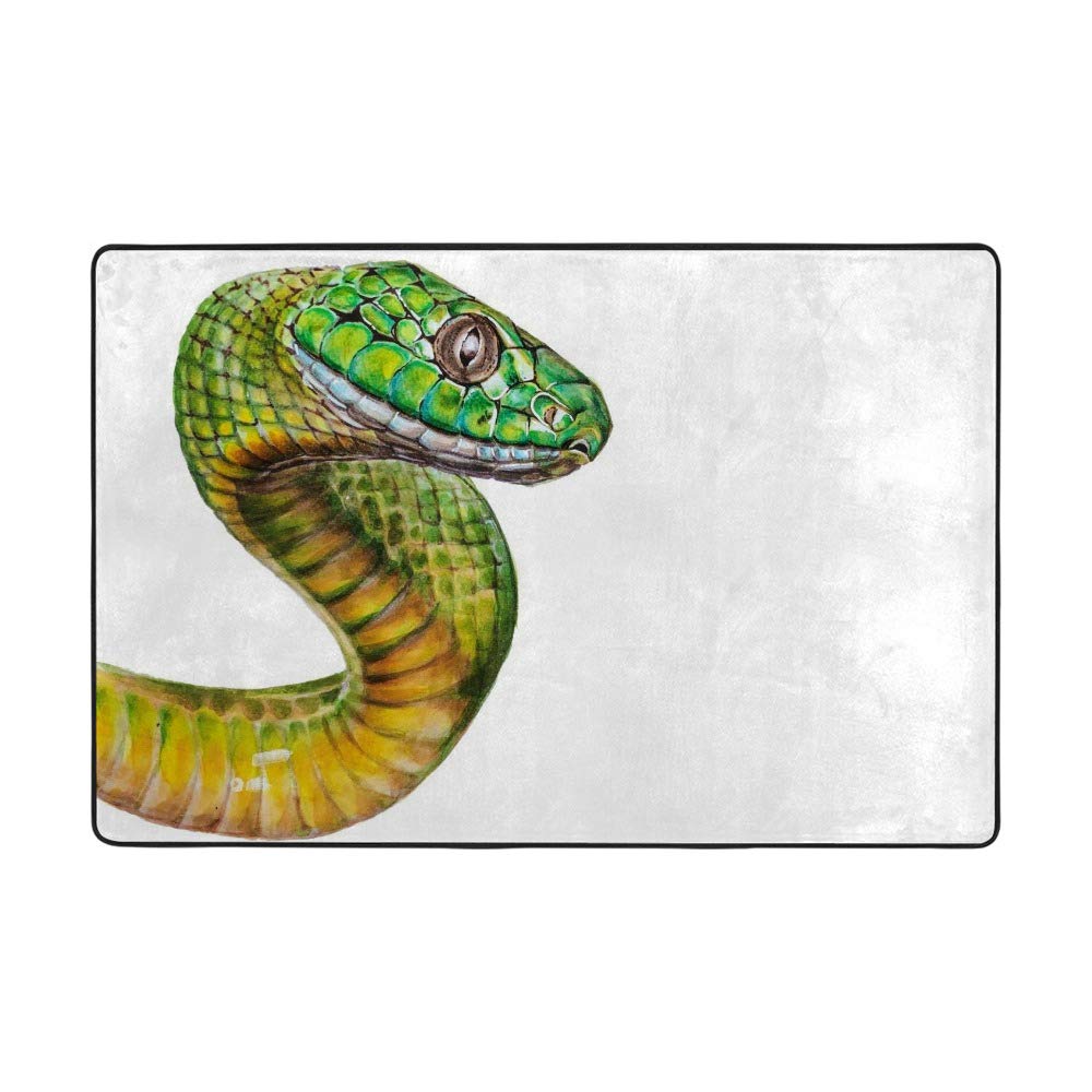 Tapis vert serpent aquarelle Ruchen en velours corail pour sol froid de salon