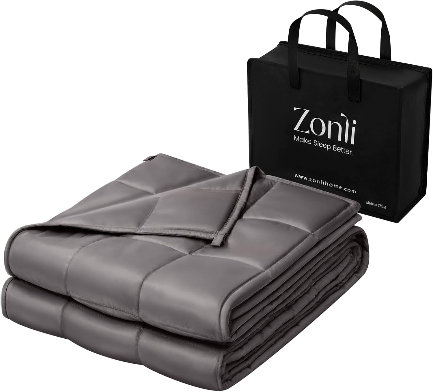 ZonLi Cooling Weighted Blanket Queen 48x72 15lbs Grey - Bamboo Rayon Breathable Heavy Blanket for Adults with Glass Beads