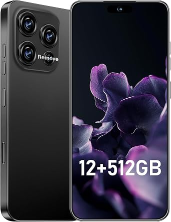 Unlocked 16PM Smartphone 6.99" HD+ Display, 7000mAh Long-Lasting Battery, 12GB+512GB Massive Storage, 108MP AI Camera, High Performance Android Phone for Gaming & Work Black