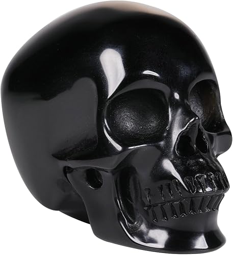 Estatua decorativa de calavera de cristal de obsidiana negra de 2.5 pulgadas, piedra curativa de cristal, escultura de calavera humana tallada a disponible en Yaxa Mexico