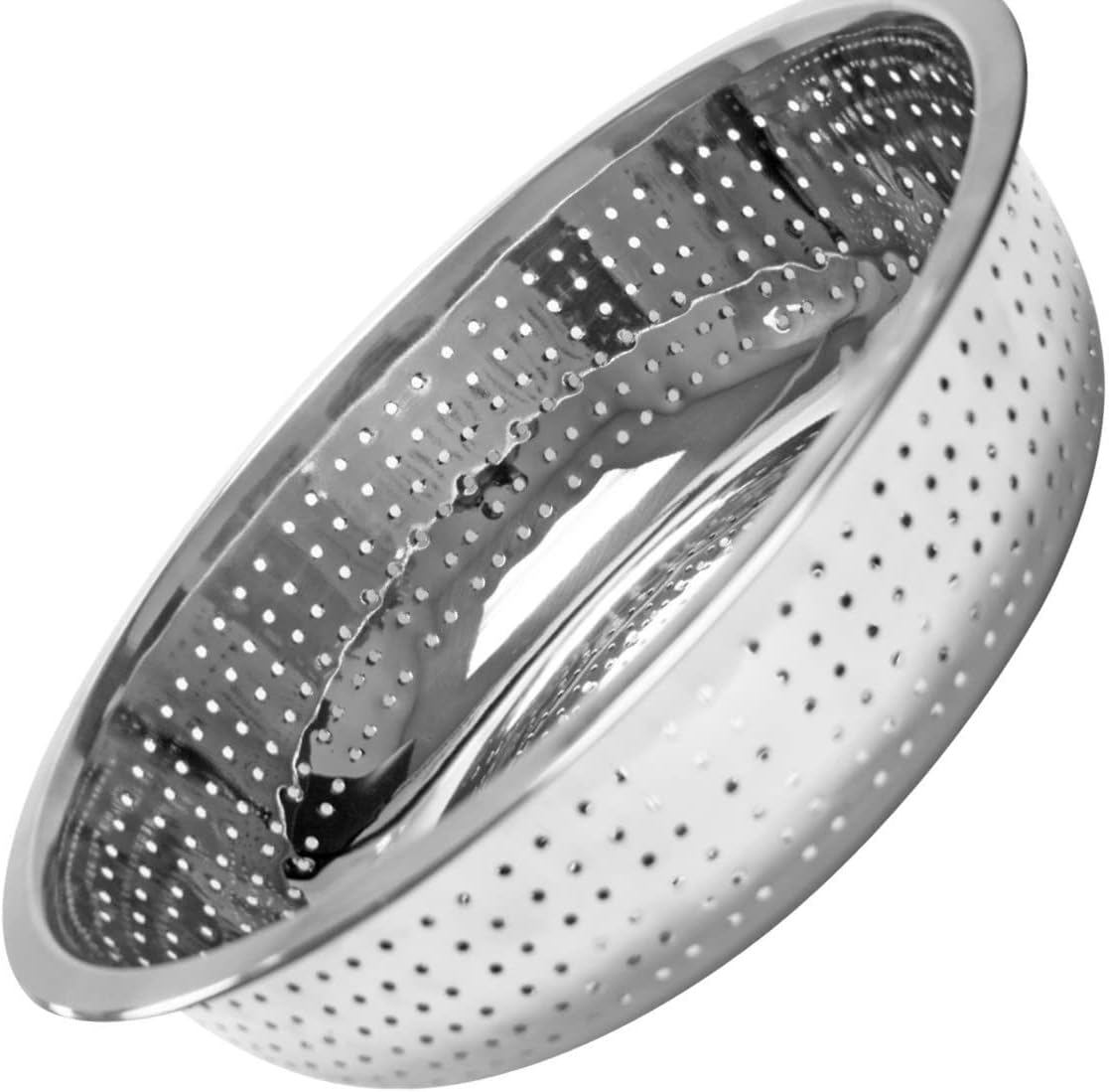 TrueCraftware- 15" Stainless Steel Chinese Colander with 4.5 mm Holes- Colander Strainer Basket Heavy Duty Kitchen Drainer Basket Strain Drain Rinse Fruits Vegetables and Drain Cooked Pasta