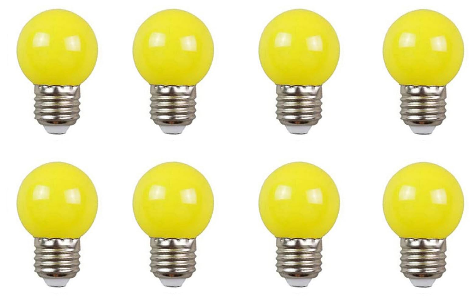 Aiwerttes 8 Pack Color LED Bulb E27 G45 2W,AC 220V-240V GolfBall Lantern Lighting Bulbs,Used for Outdoor Indoor String Lights,Non-Dimmable(Yellow)