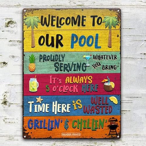 Wander Prints Welcome Pool Sign - Housewarming Gift For Men, Women - Birthday Gift For Dad Mom Grandpa Grandma, 1St Christmas New Home Metal Sign #TOP1