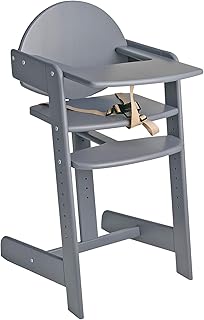 Safetots Grow with Me Wooden High Chair, Grey, Highchair for Baby and Toddler, converts to a Childs Chair, Stylish and Practical
