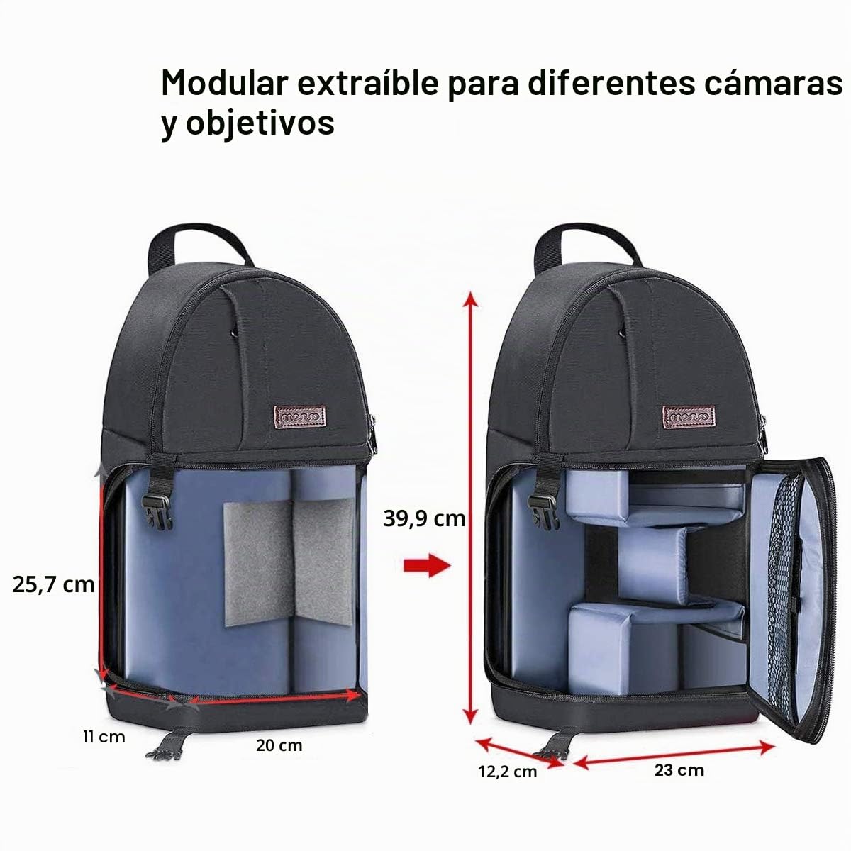 MOSISO Camera Bandolera, DSLR/SLR/Mirrorless Cámara Funda Shockproof Fotografía Cámara Mochila con Soporte Trípode&Insertos Modulares Extraíbles Compatible con Canon/Nikon/Sony/Fuji,Gris Espacial
