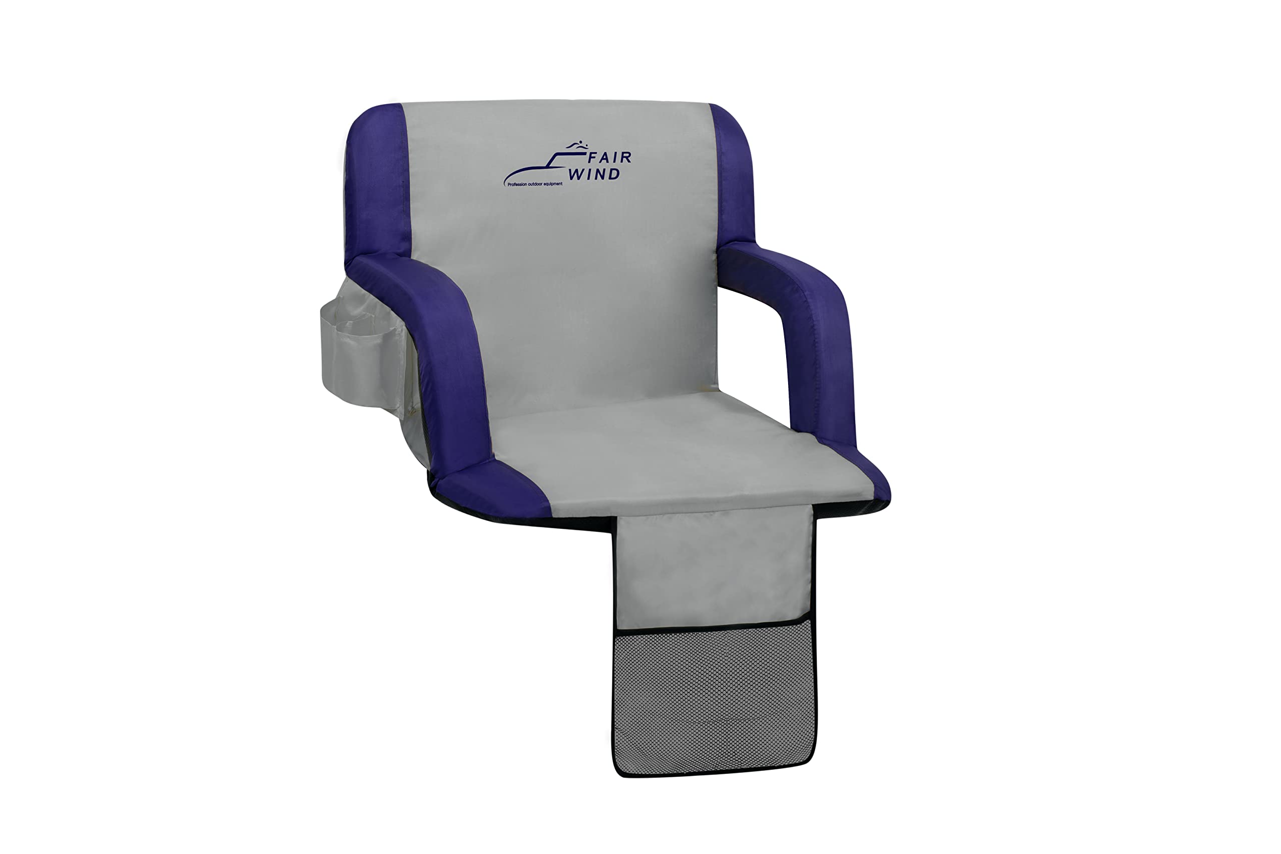 FAIR WIND Wide 25'' Stadium Seat for Bleacher with Back Supports ?2 Hidden Steel Hooks, Padded Back Cushion Armrests Shoulder Straps