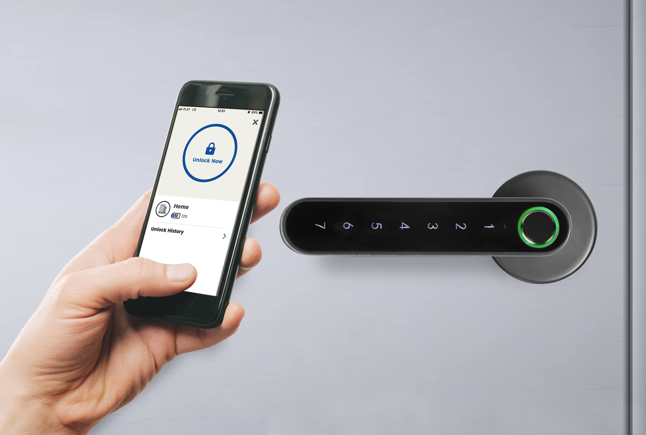 ORNO ZS-853 Serrure Connectée Avec Clavier Tactile et Biometrique - Lecteur d'Empreintes Digitales, Bluetooth 4.0 (le noir)